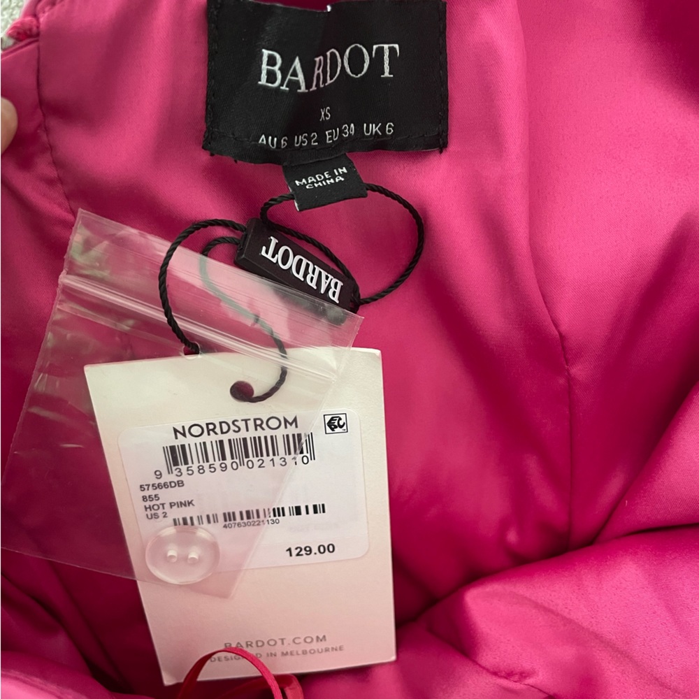 NWT Bardot Mariella One-Shoulder Puff Sleeve Faux Leather Minidress - Picture 5 of 7